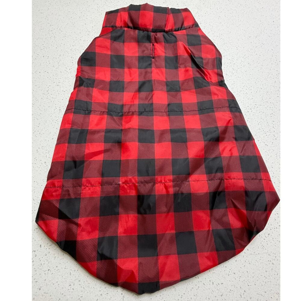 Pet Jacket Size Large Lightweight Red Black Checkered Dog Coat